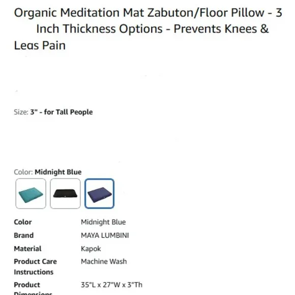 Zabuton Meditation Mat - Luxurious Meditation Cushion Floor Pillow - Picture 6 of 11
